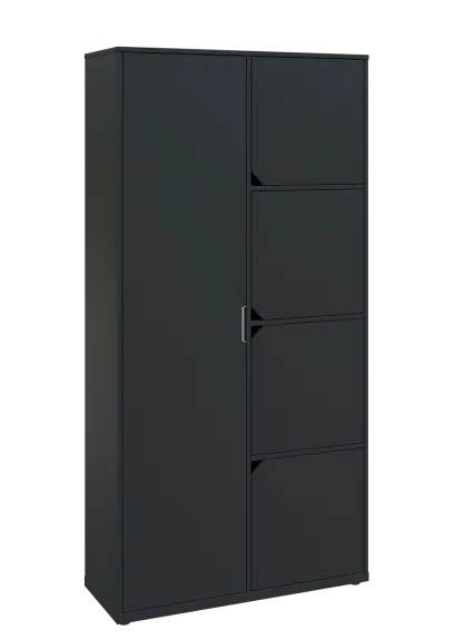 KSR6-82 L skříň šatní, 1x výsuvné ramínko, 4x dvířka, 2053x1022x400 mm, provedení levé, antracit